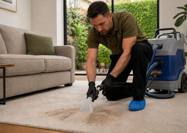 Carpet stain removal, before and after, Melbourne