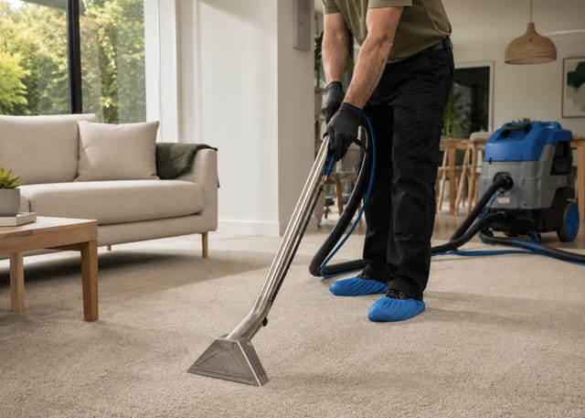 Carpet steam cleaning with hot water extraction, Melbourne