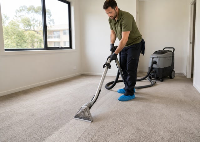 End of lease carpet cleaning in a vacated Sydney apartment – fresh wand lines