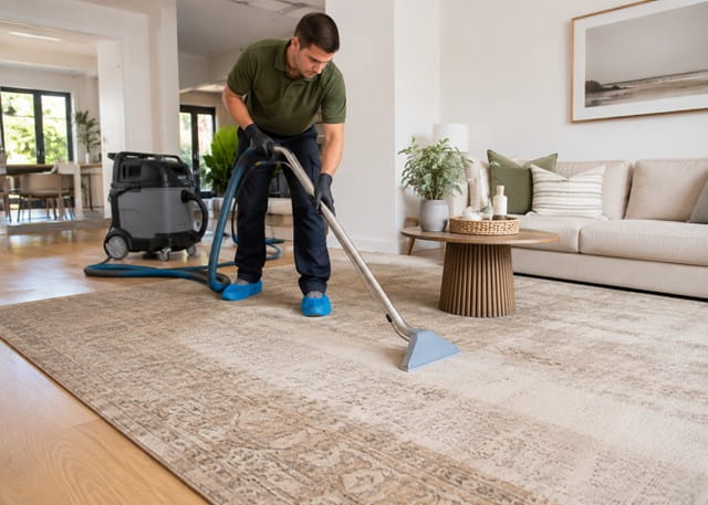 Rug cleaning in Sydney – extraction cleaning of a patterned area rug