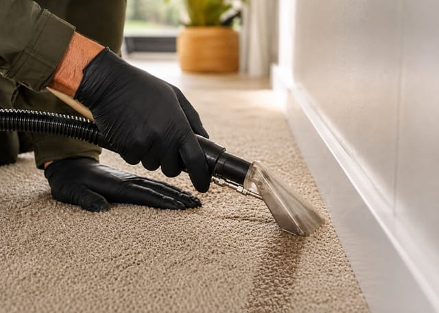 Experienced technician's detailed hand work – 15+ years of carpet cleaning expertise