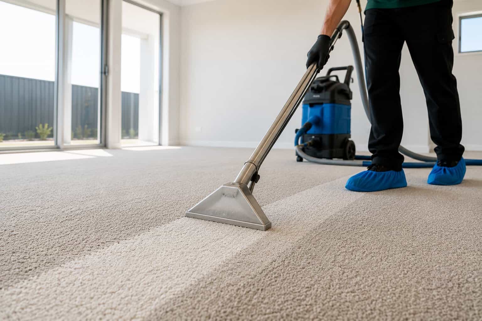 Professional end of lease carpet cleaning in Perth using hot water extraction in an empty rental property