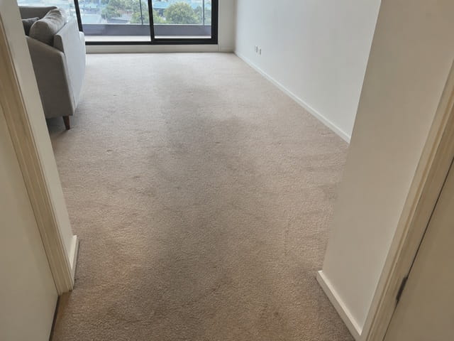 Worn living room carpet before end of lease carpet cleaning in a Melbourne rental
