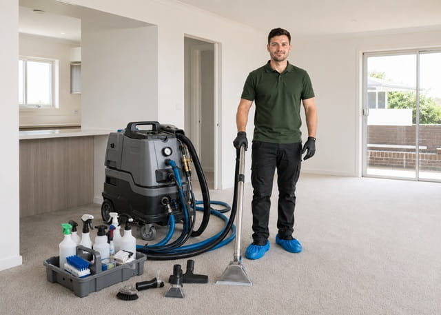 Freshly steam cleaned carpet passing final inspection in a Sydney rental