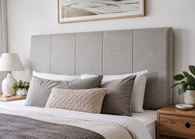 Upholstered bed headboard cleaned gently with low-moisture extraction