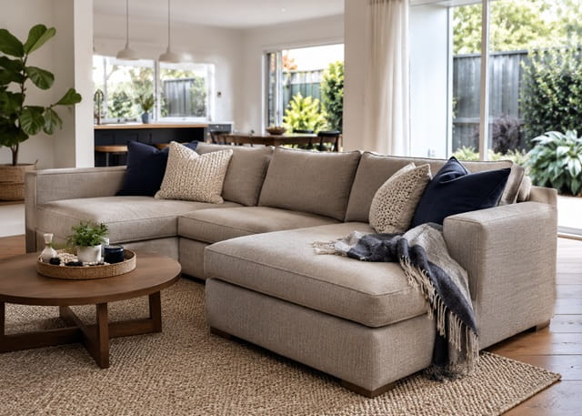 Large sectional lounge deep cleaned corner to corner